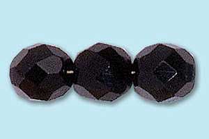 8mm Czech Faceted Round Fire Polish-Black