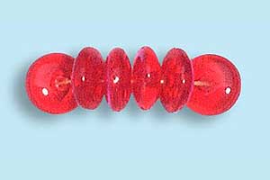 6mm Czech Pressed Glass Rondell Beads-Ruby Red