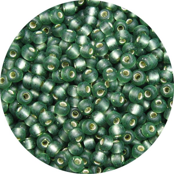 8/0 Japanese Seed Bead, Frosted Silver Lined Prairie Green*