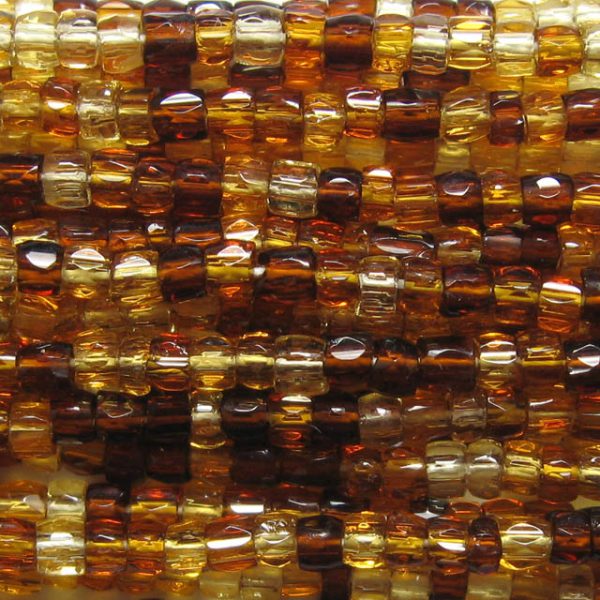 9/0 Czech Three Cut Seed Bead, Transparent Tortoise Mix