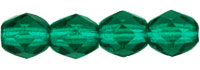 4mm Czech Faceted Round Fire Polish Beads - Emerald Green