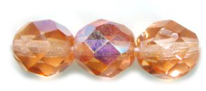 8mm Czech Faceted Round Fire Polish Beads - Rosaline AB