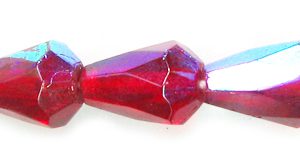 10x7mm Czech Faceted Fire Polish Tear Drop Beads - Ruby AB