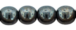 6mm Czech Pressed Glass Round Druk Beads - Gunmetal