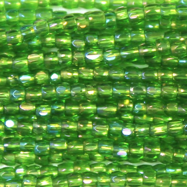 9/0 Czech Three Cut Seed Bead, Transparent Olivine AB