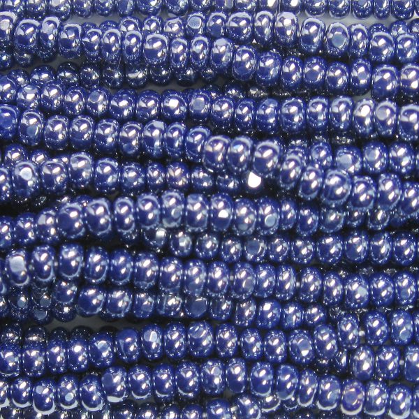 13/0 Czech Charlotte Cut Seed Bead, Opaque Navy Blue Luster