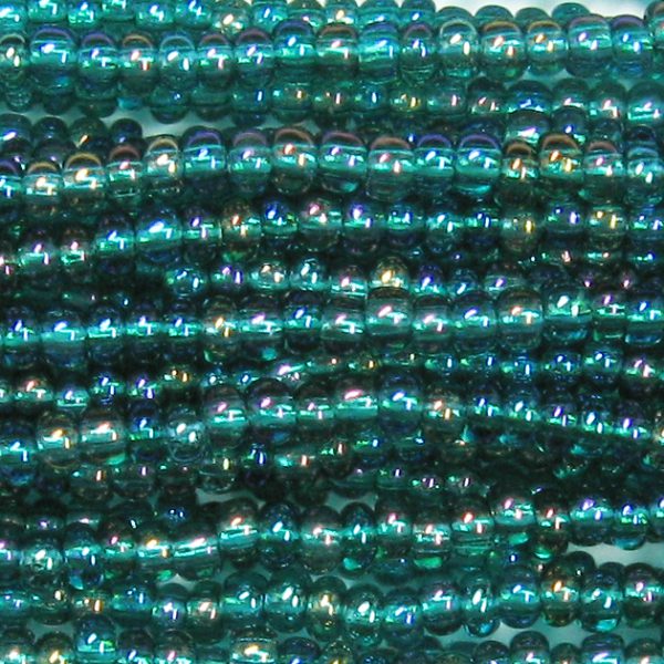 6/0 Czech Seed Bead, Transparent Emerald Green AB