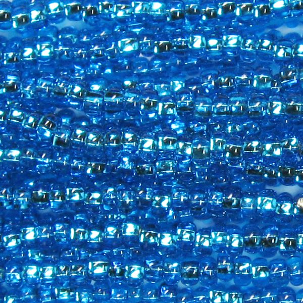 6/0 Czech Seed Bead, Silver Lined Dark Aqua Blue