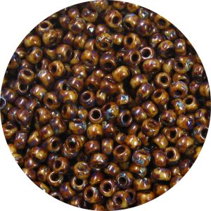 15/0 Japanese Seed Bead, Opaque Brown Picasso