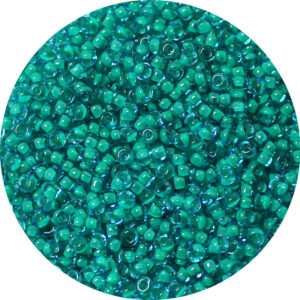 11/0 Matsuno M.G.B. Japanese Seed Bead Dark Green Lined Aqua Blue