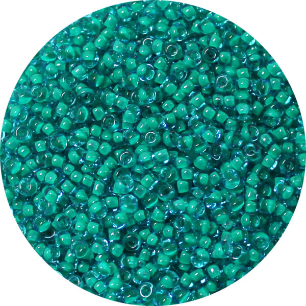 11/0 Matsuno M.G.B. Japanese Seed Bead Dark Green Lined Aqua Blue