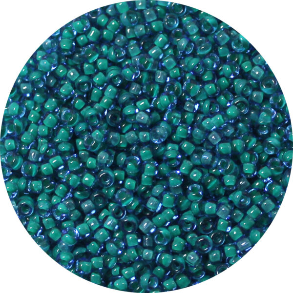 11/0 Matsuno M.G.B. Japanese Seed Bead Dark Green Lined Sapphire Blue