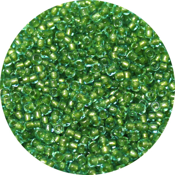 11/0 Matsuno M.G.B. Japanese Seed Bead Emerald Shimmer Lined Yellow