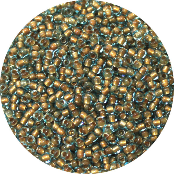 11/0 Matsuno M.G.B. Japanese Seed Bead Aqua Shimmer Lined Orange