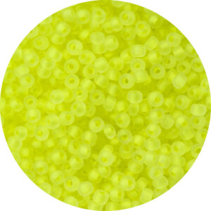 8/0 Japanese Frosted Neon Yellow Lined Crystal