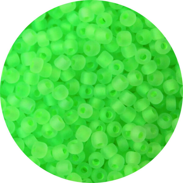 6/0 Japanese Frosted Neon Green Lined Crystal